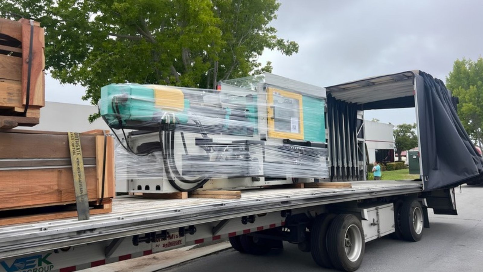 Industrial machinery on a flatbed trailer