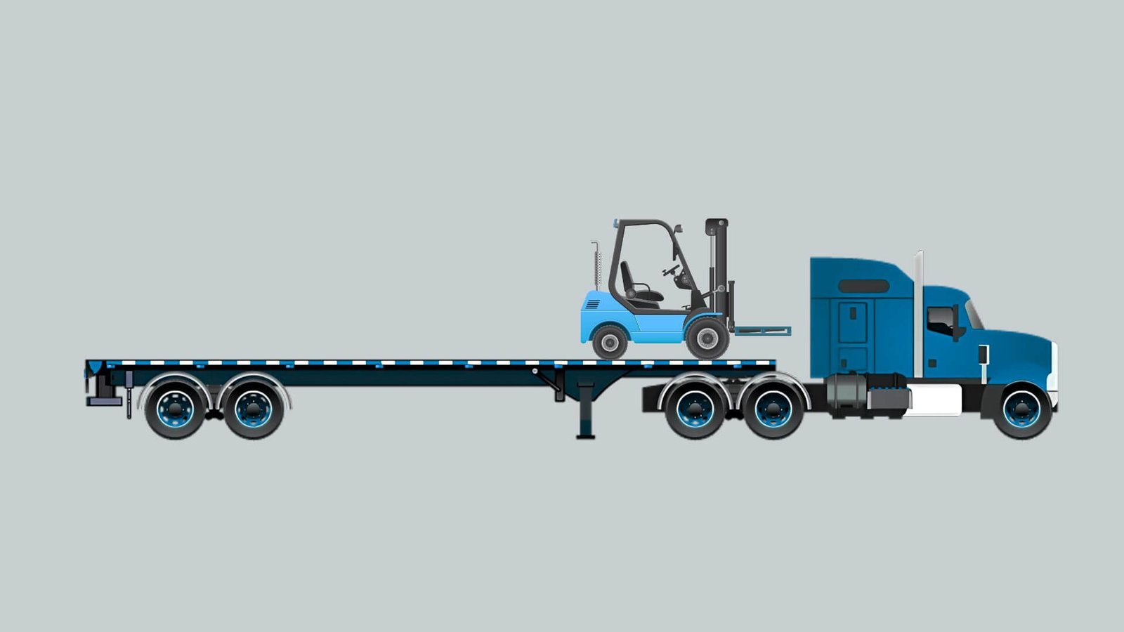 Excavator loaded on lowboy trailer for heavy equipment transport in Los Angeles