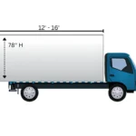 Blue box truck diagram showing a 12 to 16 foot cargo box with 78 inches of inside height and a 42 inch floor height