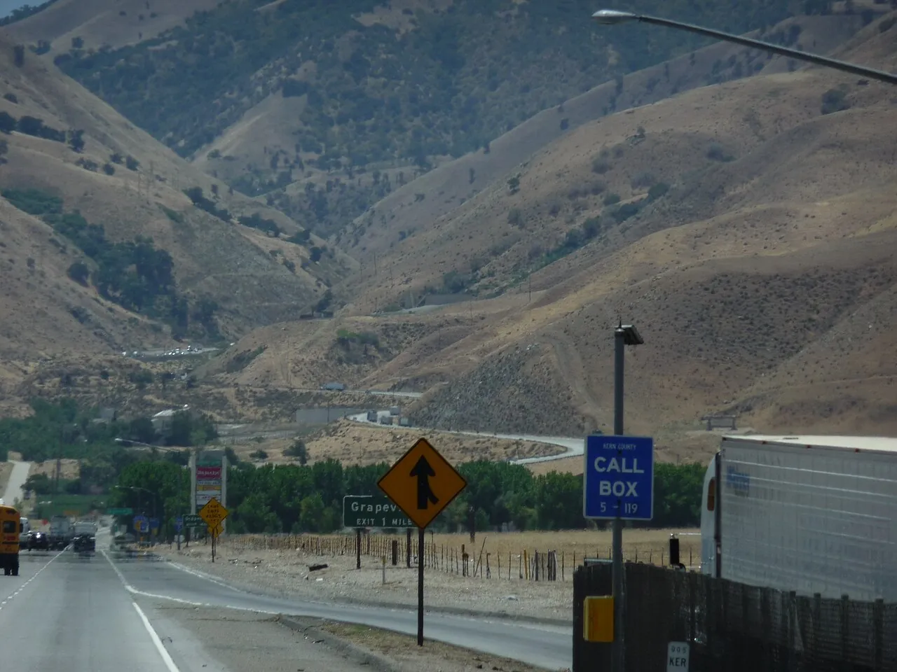 Interstate 5 approaching the Grapevine and Tejon Pass in Kern County, California