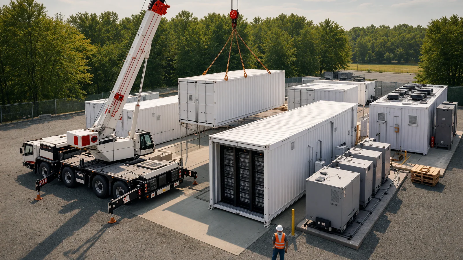 How to Ship Data Center Modules in Los Angeles How to ship data center modules from Los Angeles with a crane setting prefab units at the site