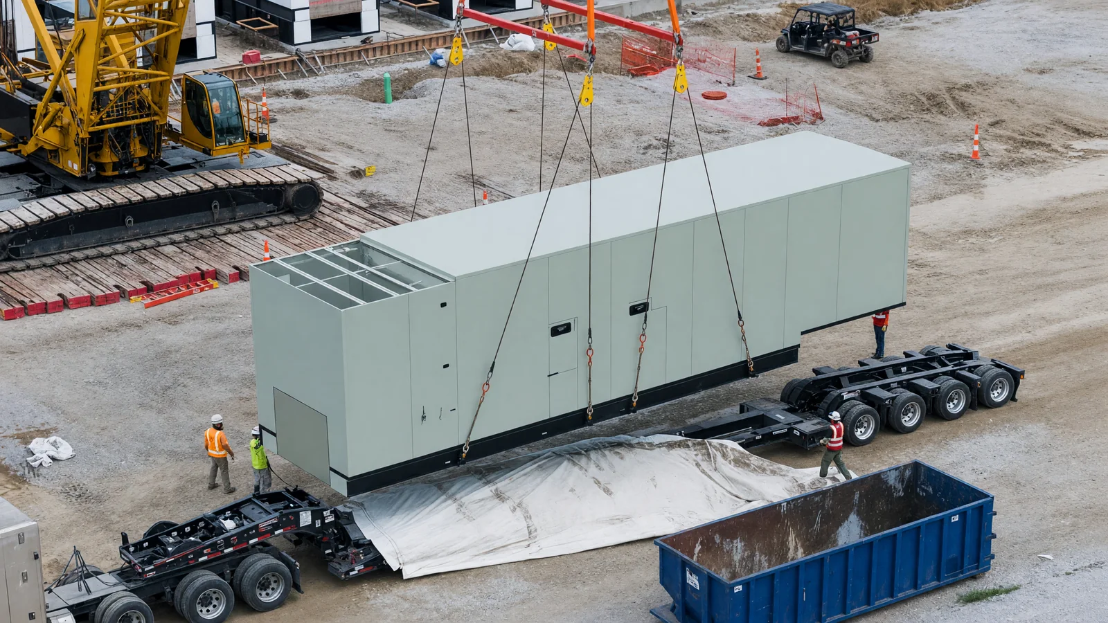 How to Ship a Generator Enclosure on a Multi Axle Trailer in Los Angeles How to ship a generator enclosure on a multi axle trailer from Los Angeles with a crane lift