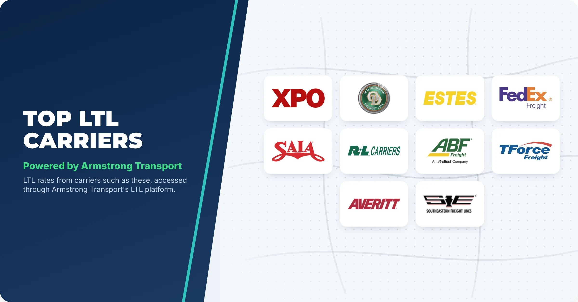 Top LTL Carriers, powered by Armstrong Transport, banner with carrier logos