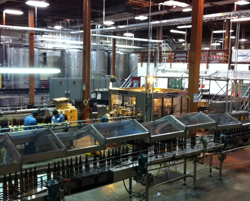 Bottling line running at a Washington winery